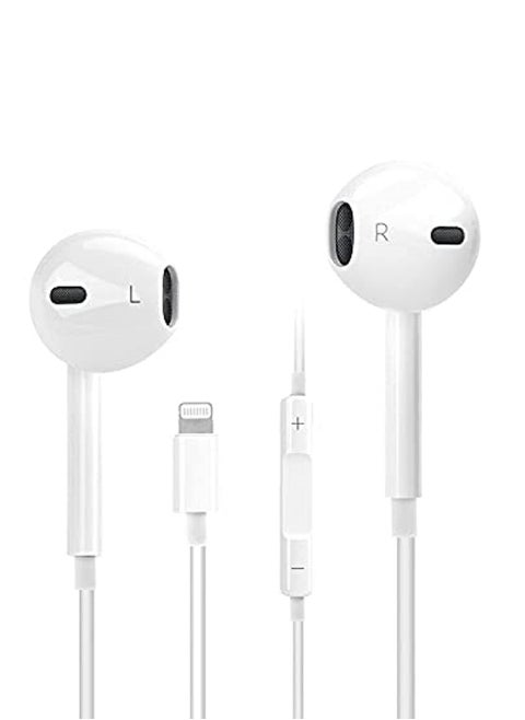 Lightning Wired Earphones for iPhone 7/8 Plus/ X/XR/XS Max/11/12 Pro Max (White)