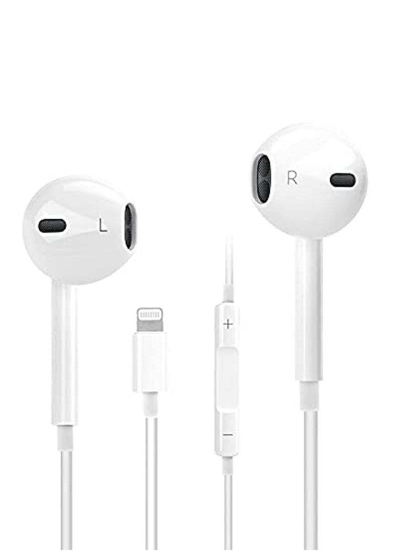 Lightning Wired Earphones for iPhone 7/8 Plus/ X/XR/XS Max/11/12 Pro Max (White)