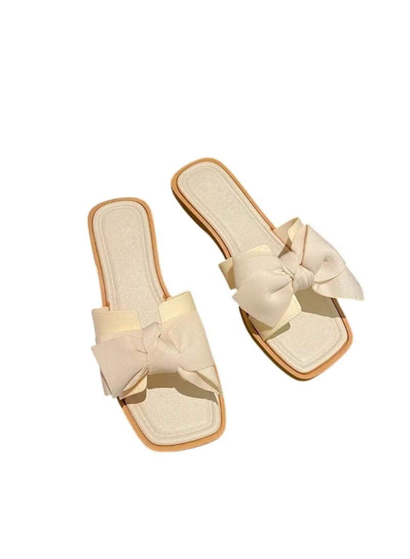 Huitich Fairy Style Bowknot Wedge Flip Flops – Soft Sole Outdoor Sandals. Size 38–39  - Image 1