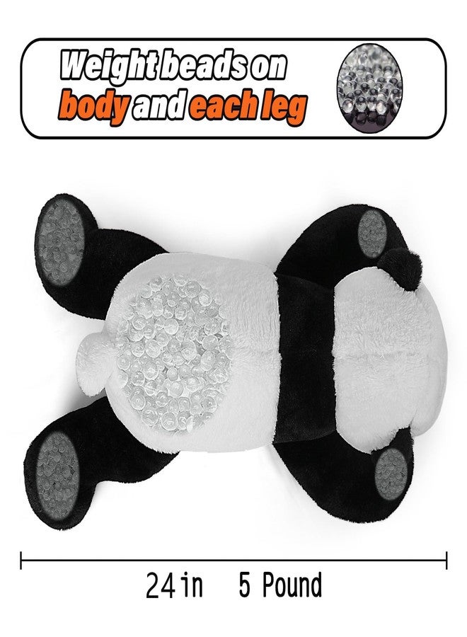 JellyMallow 5 lbs 24 inches Panda Weighted Stuffed Animals, Cuddly Weighted Panda Plush Pillow Giant Plushie Ideal Gift for Adults & Kids - Image 2