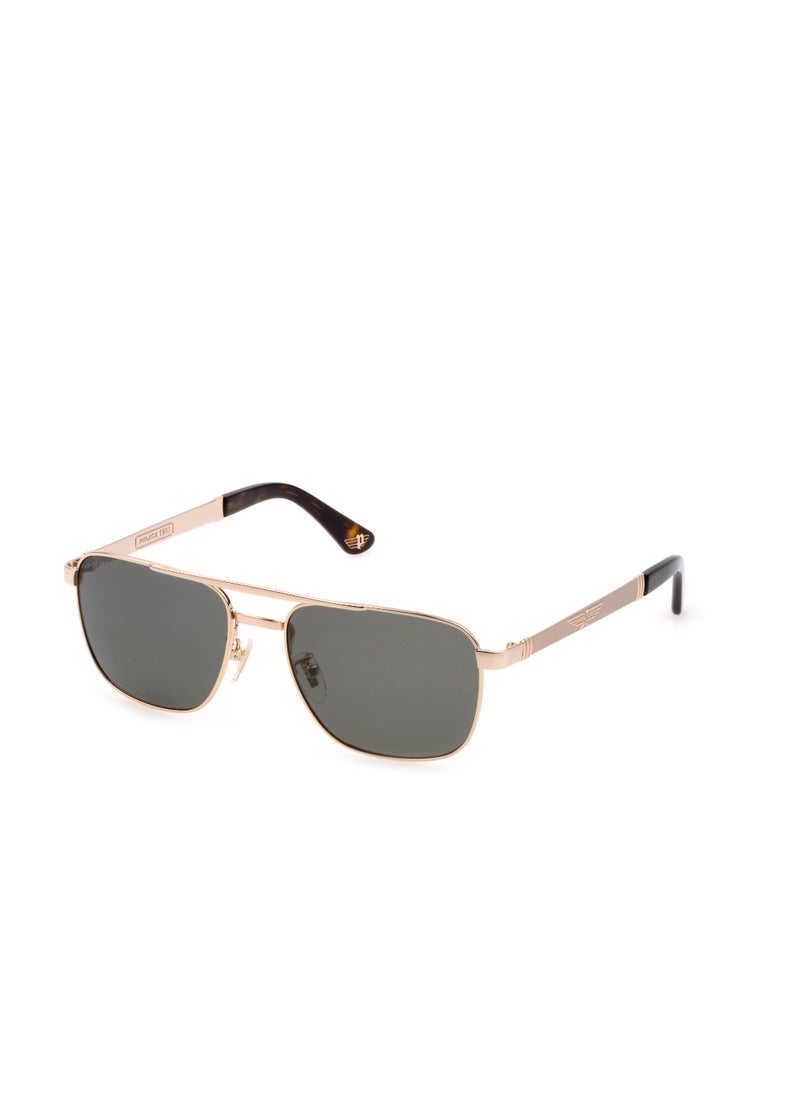 POLICE - Men's Navigator Shape Polarized Metal Sunglasses SPL890V55349P - Lens Size: 55 Mm - Shiny Rose Gold With Sandblast - Image 1