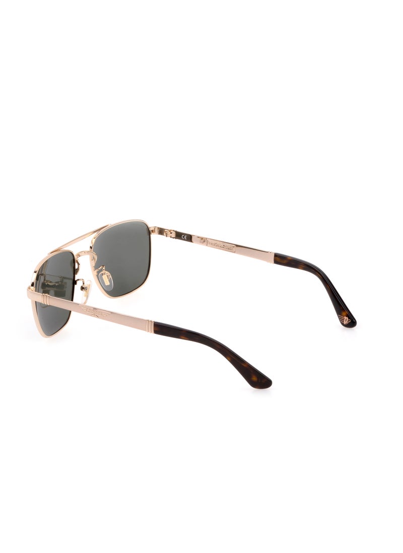 POLICE - Men's Navigator Shape Polarized Metal Sunglasses SPL890V55349P - Lens Size: 55 Mm - Shiny Rose Gold With Sandblast - Image 1