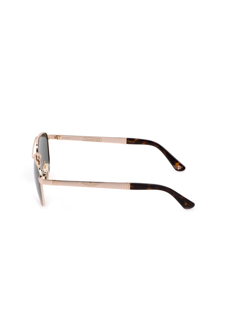 POLICE - Men's Navigator Shape Polarized Metal Sunglasses SPL890V55349P - Lens Size: 55 Mm - Shiny Rose Gold With Sandblast - Image 1