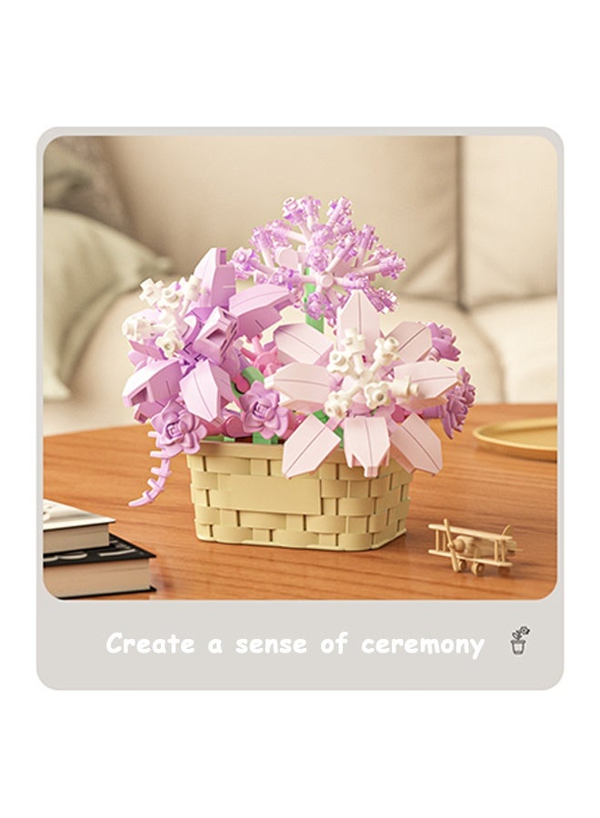 Photon مجموعة مكعبات بناء زهور صغيرة، ألعاب مكعبات الزهور، ألعاب النباتات والعصاريات مع أصيص زهور من مكعبات البناء للبنات والأولاد والبالغين والأطفال من سن 6 سنوات فما فوق - Image 3