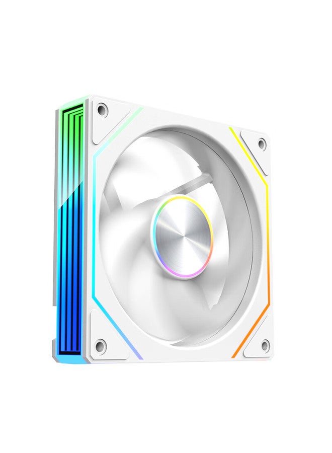 Play Jia Wanjiajingjing 8pro Argb White Forward Airflow Fan, Case Cooling 12cm Fan, Rgb Synchronization, 5v 3-pin Argb Pwm Temperature-controlled Speed Adjustment - Image 3