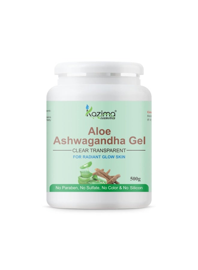 KAZIMA Aloe Ashwagandha Gel for Skin and Hair, 500gm | with Ashwagandha and Pure Aloe Vera for Soothing, Hydrating, and Moisturizing | Rejuvenating Gel for Irritated Skin - Image 2