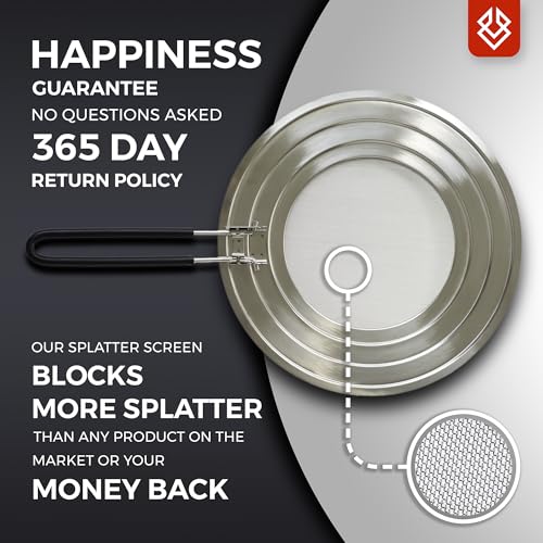 FOXEL 14 inch Dishwasher-Safe Splatter Screen Guard for Frying Pan Grease - Shields 99% of Stove Top from Bacon, Fry Oil, or Deep Fryer Splash - Easy Kitchen Storage Foldable Heat-Resistant Silicone Handle - Image 4