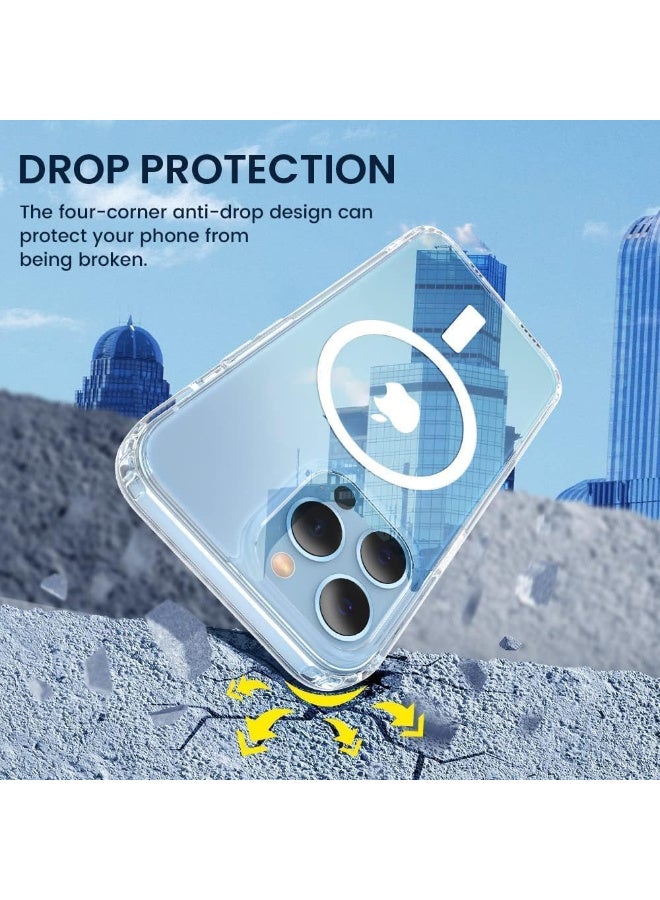 Case For iPhone 13 pro Max Clear Magnetic Cover MagSafe Compatible - Hybrid Protective Crystal Clear Hard Back Case - Shockproof Silicone Frame - Slim Transparent Case for Apple iPhone 13 pro Max  - Image 4