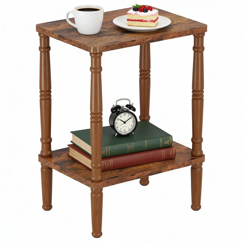 LUCKNOCK Small Side Table for Small Spaces, Vintage End Table, Narrow Couch Side Table with Storage, Skinny Nightstand Bedside Table for Bedroom, Living Room, Farmhouse, No-Tool Assembly, Rustic Brown - Image 1