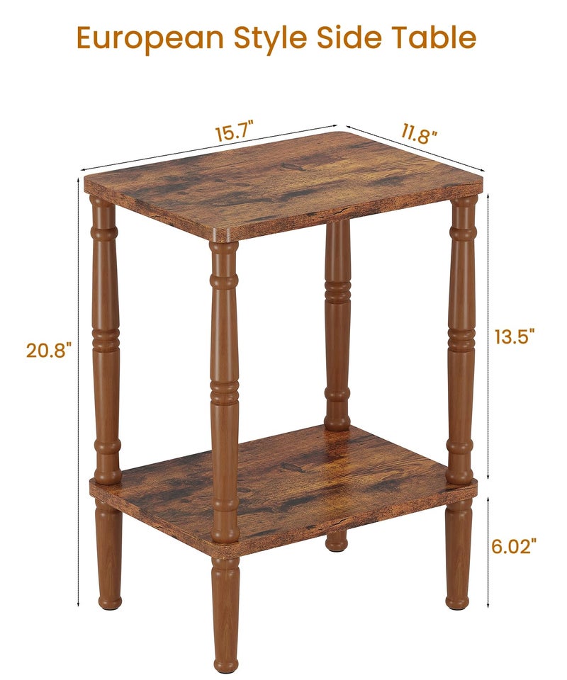 LUCKNOCK Small Side Table for Small Spaces, Vintage End Table, Narrow Couch Side Table with Storage, Skinny Nightstand Bedside Table for Bedroom, Living Room, Farmhouse, No-Tool Assembly, Rustic Brown - Image 3
