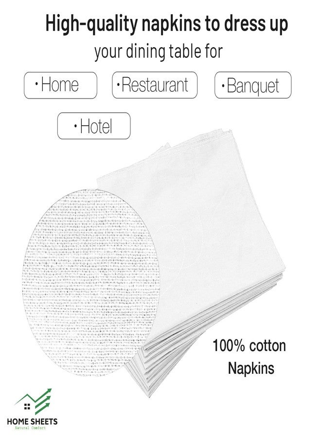 HOME SHEETS مناديل عشاء قطنية 100% من هوم شيتس، مقاس 12 × 12 بوصة، ناعمة ومتينة، مناديل قماشية قابلة لإعادة الاستخدام لتناول الطعام والمناسبات والاستخدام اليومي (أبيض، مجموعة من 10 مناديل (12 × 12)) - Image 4