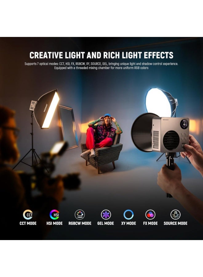 Neewer HB80C 80W RGBWW LED Video Light With Reflector And 72Wh Battery Bowens Mount - Image 3