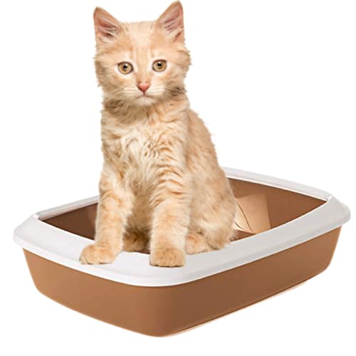 SAVIC Cat Litter Tray with Rim, 17", Prevent Throwing of cat Litter, Durable, Lightweight, Easy to Use and Reduces Odor, Nordic Brown - Image 2