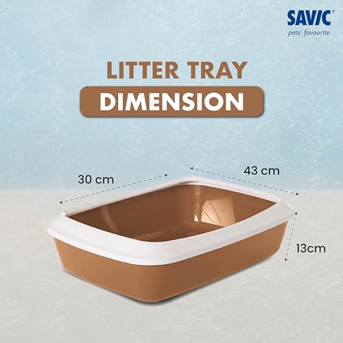 SAVIC Cat Litter Tray with Rim, 17", Prevent Throwing of cat Litter, Durable, Lightweight, Easy to Use and Reduces Odor, Nordic Brown - Image 4