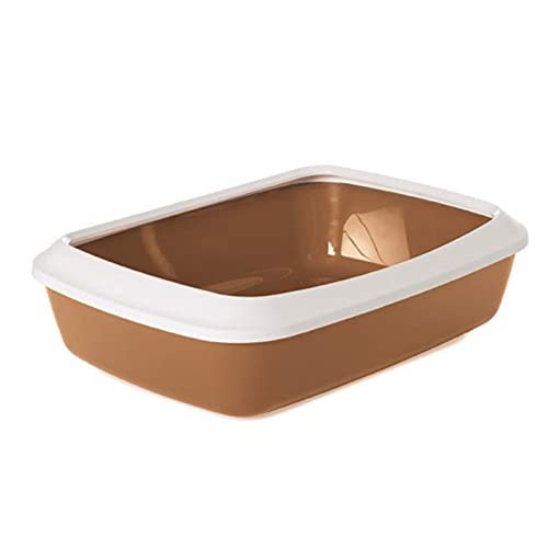SAVIC Cat Litter Tray with Rim, 17", Prevent Throwing of cat Litter, Durable, Lightweight, Easy to Use and Reduces Odor, Nordic Brown - Image 1