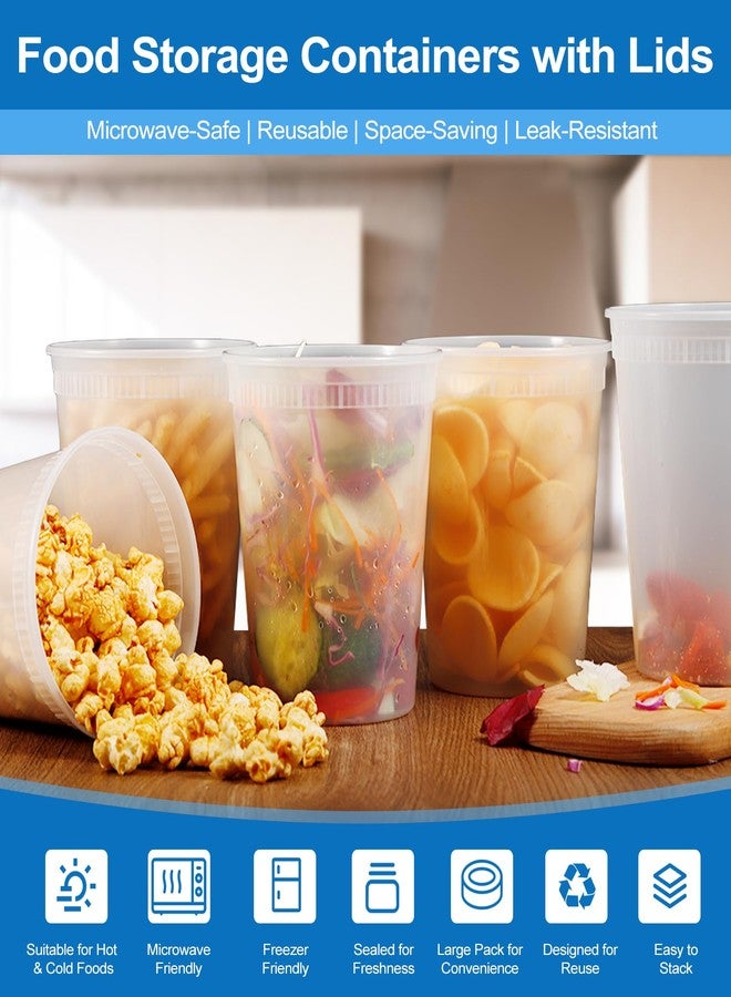 Erinnmy 48 Sets Soup Containers with Lids,32 oz Deli Food Storage Containers,Clear Stackable Plastic Deli Container,Heavy-Duty Takeout Container,Leakproof,Microwave Freezer Dishwasher Safe - Image 3
