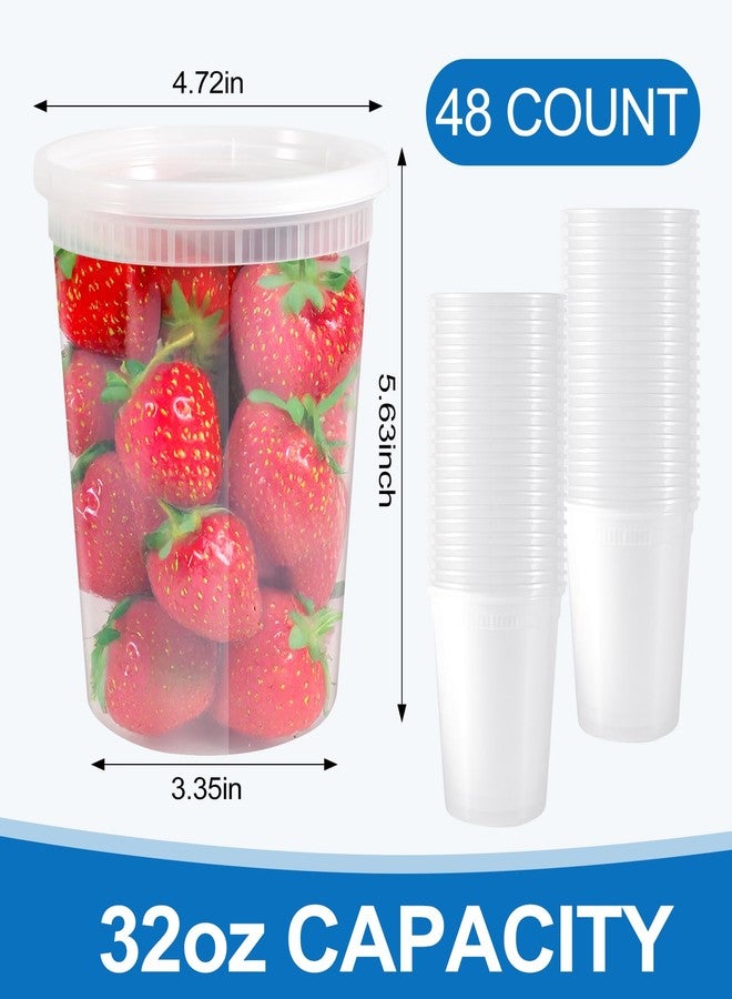 Erinnmy 48 Sets Soup Containers with Lids,32 oz Deli Food Storage Containers,Clear Stackable Plastic Deli Container,Heavy-Duty Takeout Container,Leakproof,Microwave Freezer Dishwasher Safe - Image 2