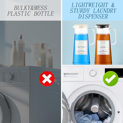 CYYKDA 2PCS 50oz Laundry Detergent Dispenser. Glass Liquid Laundry Detergent Dispenser for Bleach,Fabric Softener. Laundry Soap Dispenser for Laundry Room Organization and Storage. - Image 5