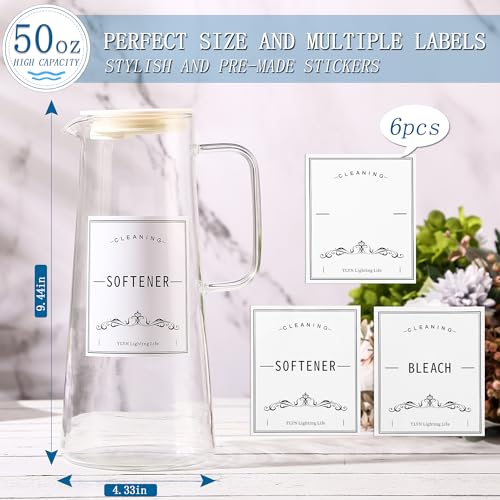 CYYKDA 2PCS 50oz Laundry Detergent Dispenser. Glass Liquid Laundry Detergent Dispenser for Bleach,Fabric Softener. Laundry Soap Dispenser for Laundry Room Organization and Storage. - Image 3