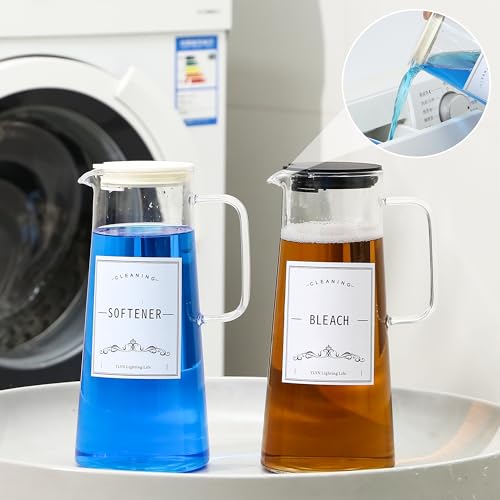 CYYKDA 2PCS 50oz Laundry Detergent Dispenser. Glass Liquid Laundry Detergent Dispenser for Bleach,Fabric Softener. Laundry Soap Dispenser for Laundry Room Organization and Storage. - Image 4