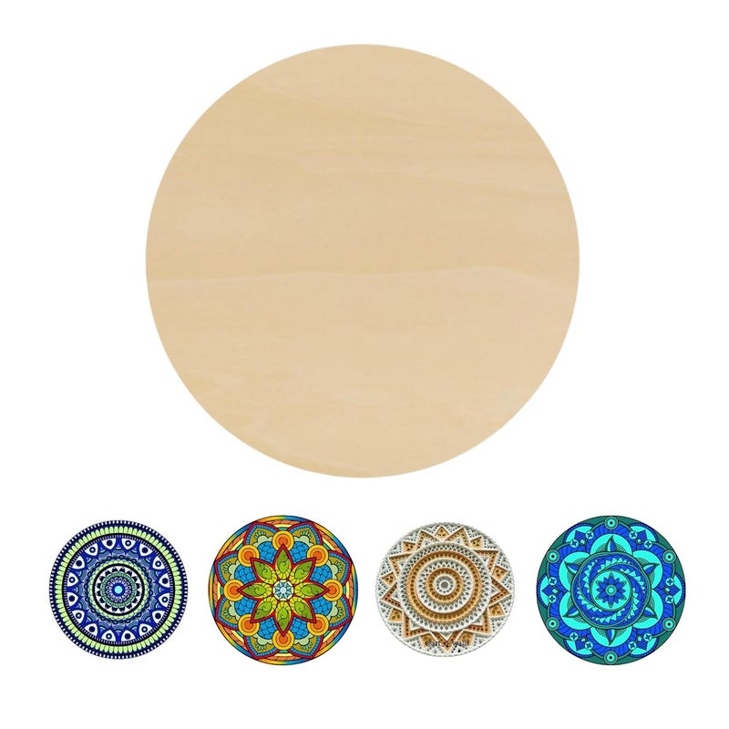 CRAFTICK قاعدة MDF دائرية بسيطة 6 بوصة للاعمال الفنية والحرف اليدوية | مجموعة من 8 | سمك 2.8 مم | دائرة خشبية غير مطلية ممتازة للرسم، ديكور الجدران، فن ليبان (6 بوصة) - Image 1
