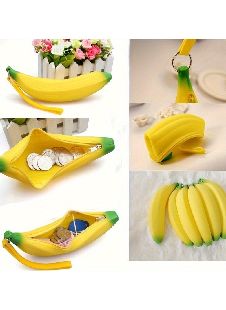 Generic - 1pc Coin Purse Cute Banana Shape Pen Bag Coin Bag Mini Waterproof Small Storage Bag Portable Stationery Bag - Image 1