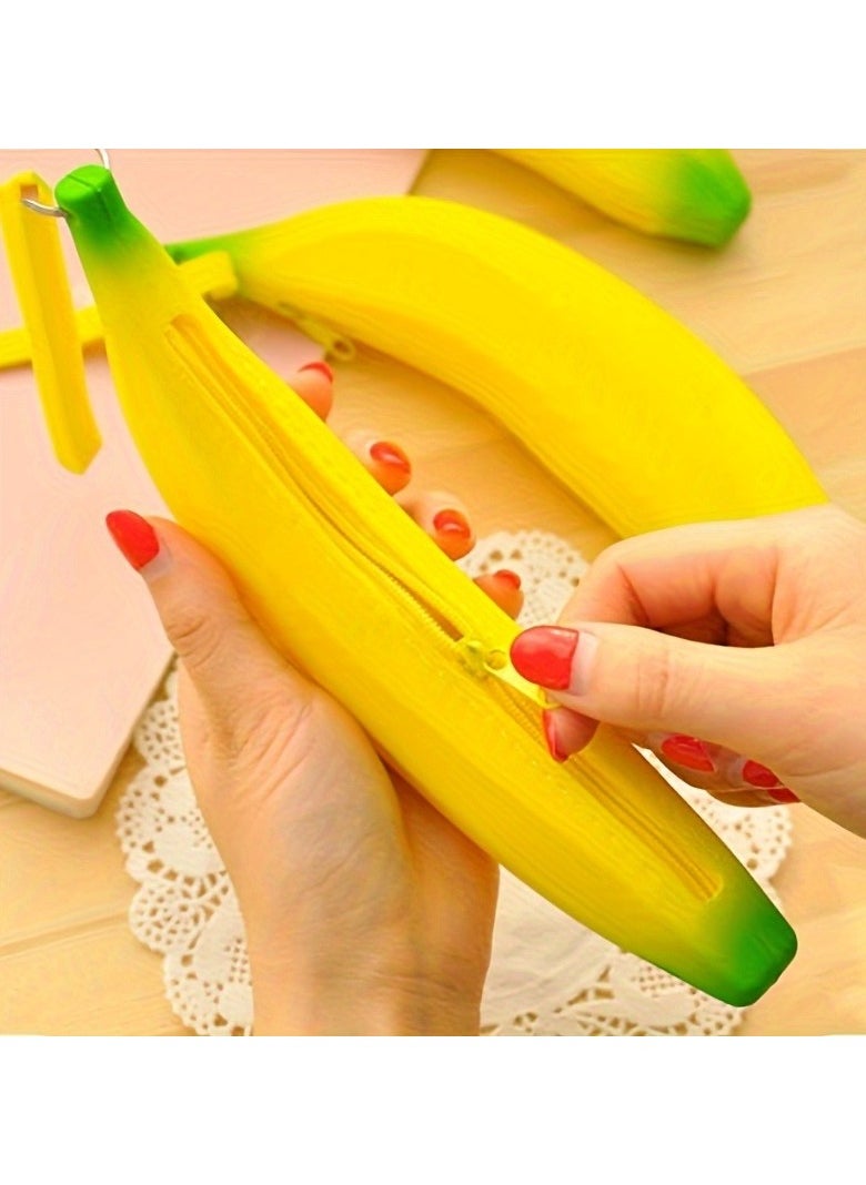 Generic - 1pc Coin Purse Cute Banana Shape Pen Bag Coin Bag Mini Waterproof Small Storage Bag Portable Stationery Bag - Image 1