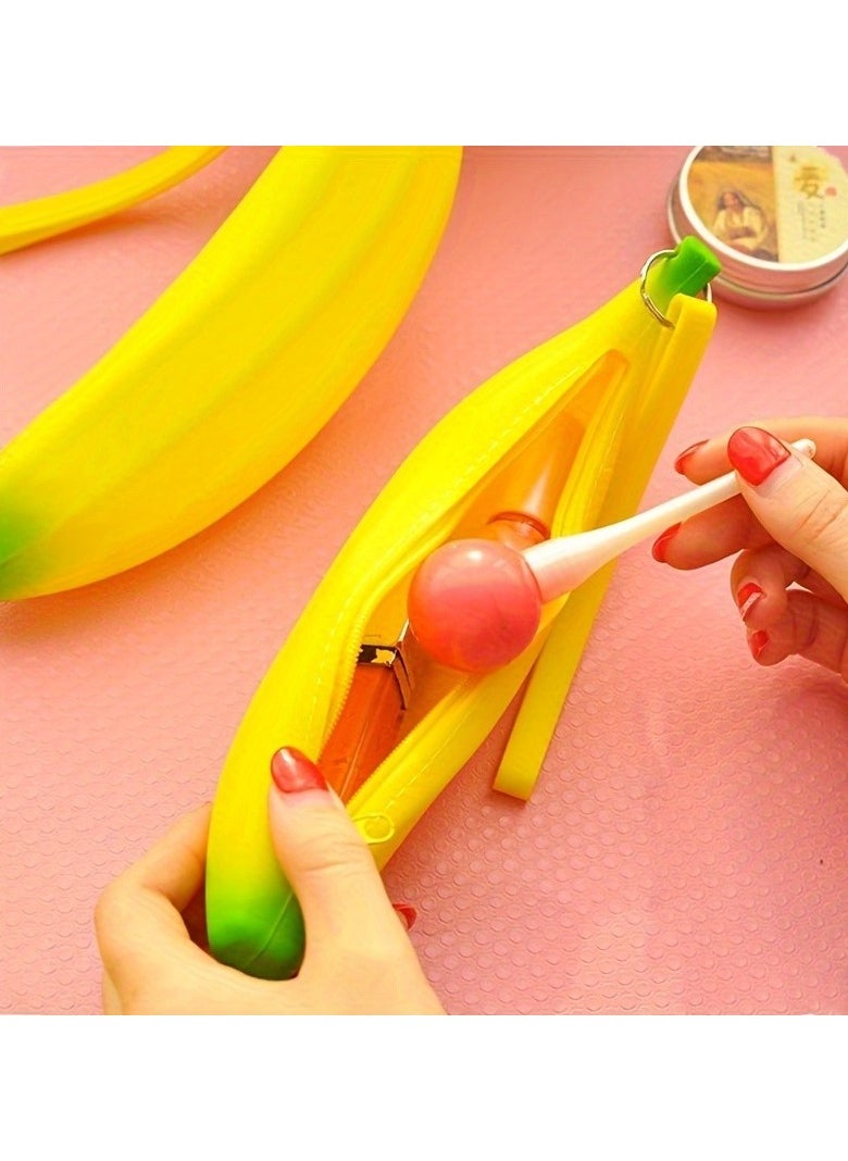Generic - 1pc Coin Purse Cute Banana Shape Pen Bag Coin Bag Mini Waterproof Small Storage Bag Portable Stationery Bag - Image 1