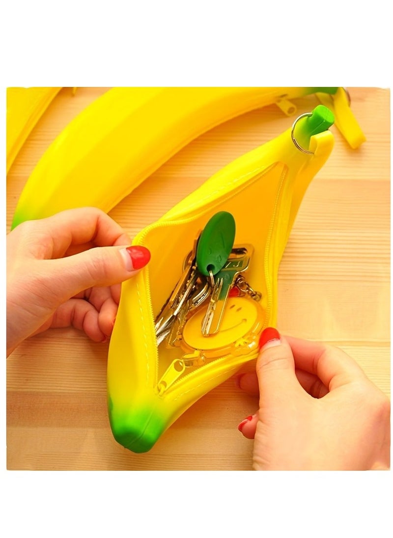 Generic - 1pc Coin Purse Cute Banana Shape Pen Bag Coin Bag Mini Waterproof Small Storage Bag Portable Stationery Bag - Image 1
