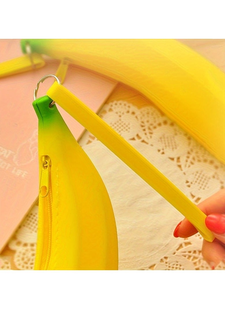 Generic - 1pc Coin Purse Cute Banana Shape Pen Bag Coin Bag Mini Waterproof Small Storage Bag Portable Stationery Bag - Image 1