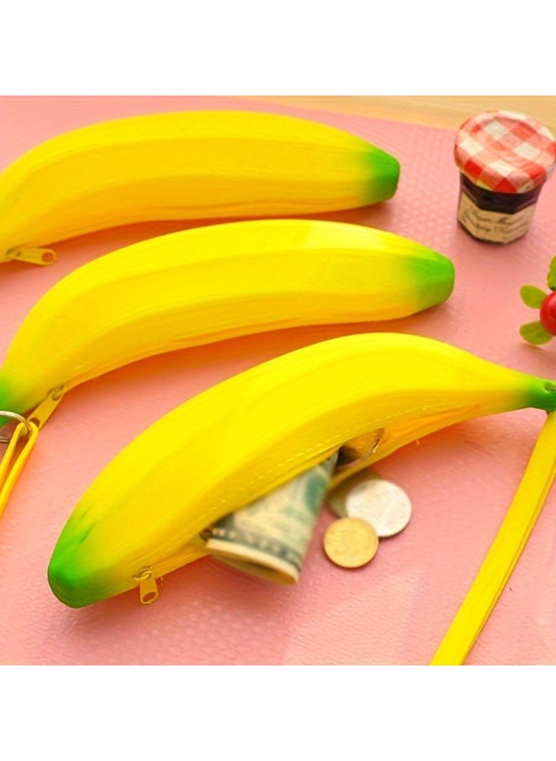 Generic - 1pc Coin Purse Cute Banana Shape Pen Bag Coin Bag Mini Waterproof Small Storage Bag Portable Stationery Bag - Image 1