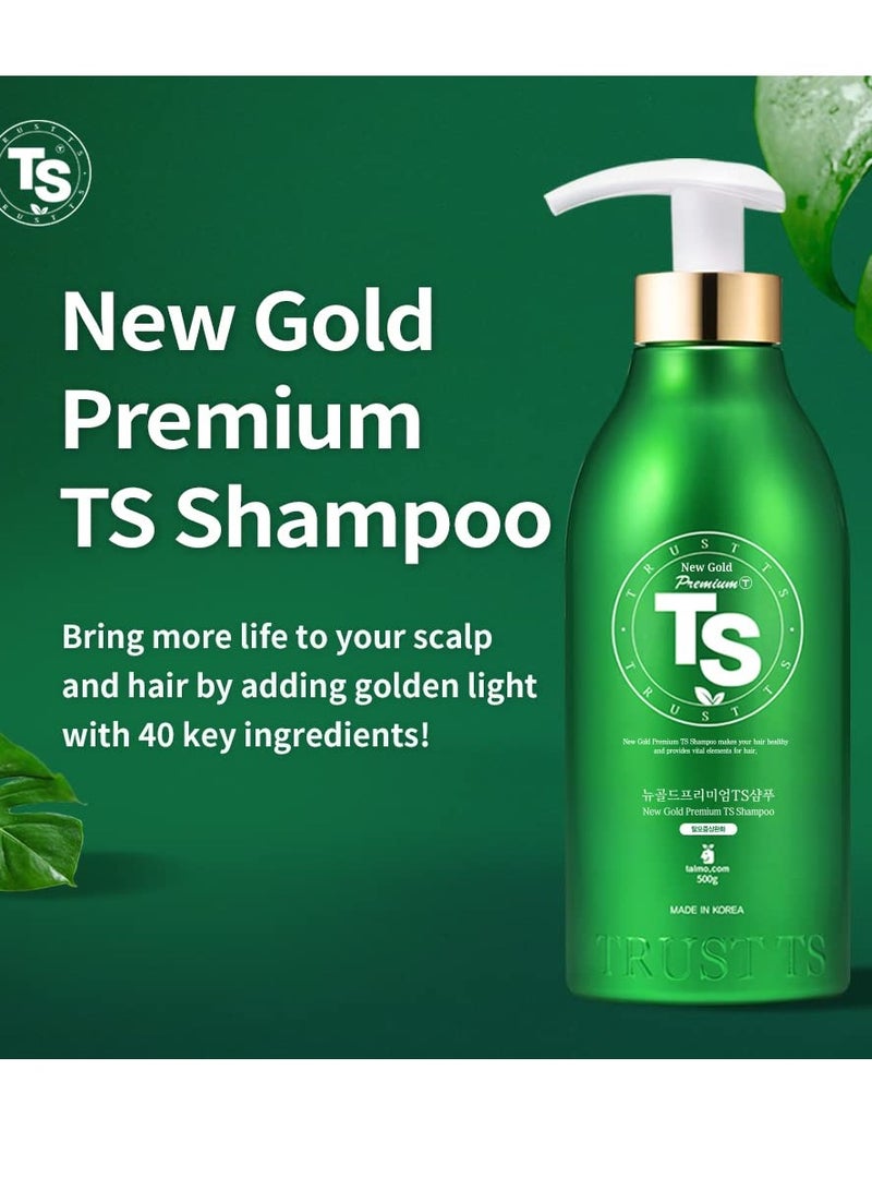 TS Shampoo New Gold Premium with Biotin for Care (16.9 Fl Oz) | Therapy for Hair Loss Prevention | Unscented for Damaged Hair for Men & Women - Image 3