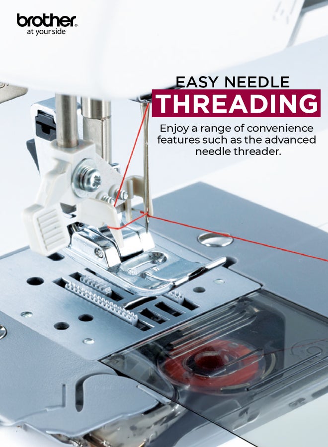 brother LX27NT Portable Free Arm Electric Sewing machines Traditional metal chassis sewing machines featuring 27 Built-in Stitches | Sewing Machine with Built-in Needle Threaderand Quick Set Bobbin | 1-Step Buttonhole and Instructional DVD Easy to Use for Beginners and Home Sewing |Sewing Machine with Maximum stitch width 5mm and Maximum stitch length 4mm |White/Pink/Grey color |Made in Vietnam LX27NT White/Pink/Grey - Image 4