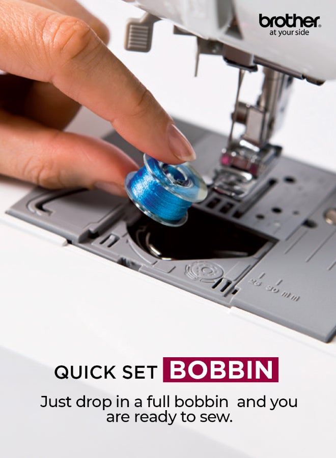 brother LX27NT Portable Free Arm Electric Sewing machines Traditional metal chassis sewing machines featuring 27 Built-in Stitches | Sewing Machine with Built-in Needle Threaderand Quick Set Bobbin | 1-Step Buttonhole and Instructional DVD Easy to Use for Beginners and Home Sewing |Sewing Machine with Maximum stitch width 5mm and Maximum stitch length 4mm |White/Pink/Grey color |Made in Vietnam LX27NT White/Pink/Grey - Image 5
