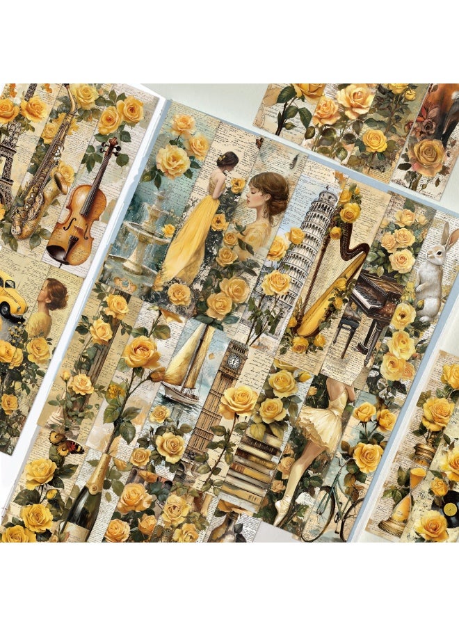 علامة مرجعية عتيقة الطراز الطبيعي، علامات مرجعية ملونة على شكل زهرة ونباتات وردية صفراء، 30 قطعة - Image 5