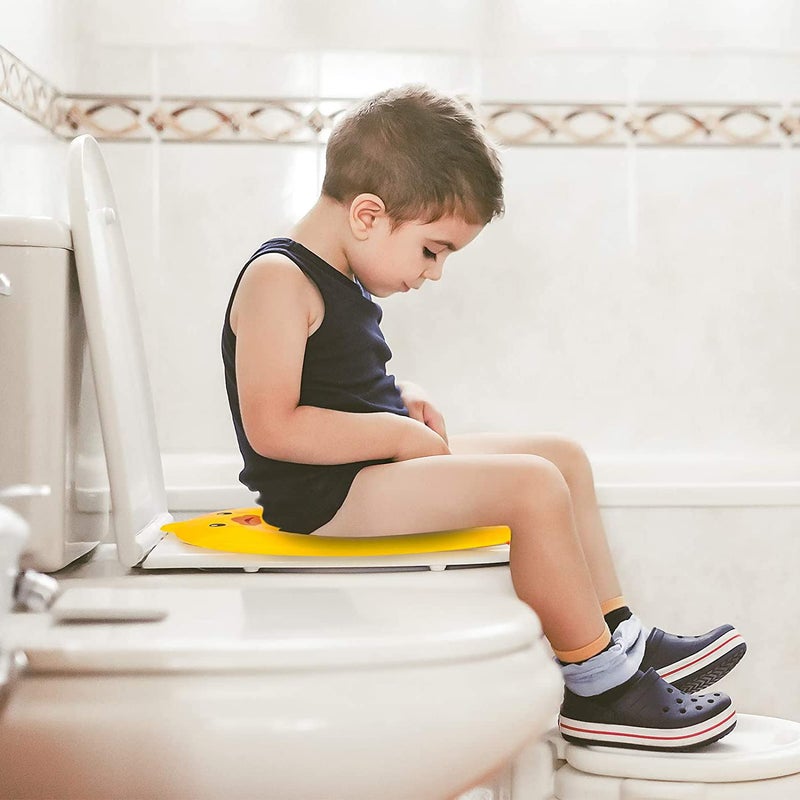 POKANIC Toilet Potty Training Seat Cover, Travel Toilet Seat, Folding Non Slip Silicone Pads, Travel Portable Reusable Kids Toddlers Boys Girls, Carry Bag (Yellow - Duck) - Image 5
