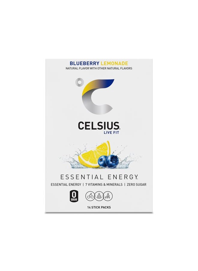 CELSIUS مشروب الطاقة الأساسي أثناء التنقل، ليمون التوت الأزرق (عبوة 14 عصا) - Image 5