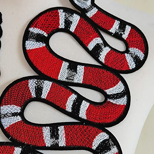 FJTANG 2pcs Cool Red Black Snake Embroidered Applique Patch Vintage Animal Patch T-Shirt Jeans Decoration Patch DIY Garment Accessories - Image 3