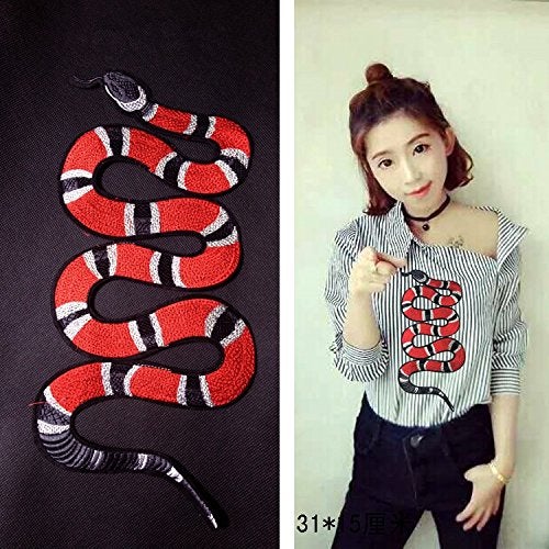 FJTANG 2pcs Cool Red Black Snake Embroidered Applique Patch Vintage Animal Patch T-Shirt Jeans Decoration Patch DIY Garment Accessories - Image 2