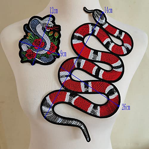 FJTANG 2pcs Cool Red Black Snake Embroidered Applique Patch Vintage Animal Patch T-Shirt Jeans Decoration Patch DIY Garment Accessories - Image 5