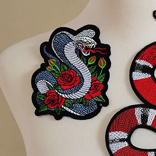 FJTANG 2pcs Cool Red Black Snake Embroidered Applique Patch Vintage Animal Patch T-Shirt Jeans Decoration Patch DIY Garment Accessories - Image 4