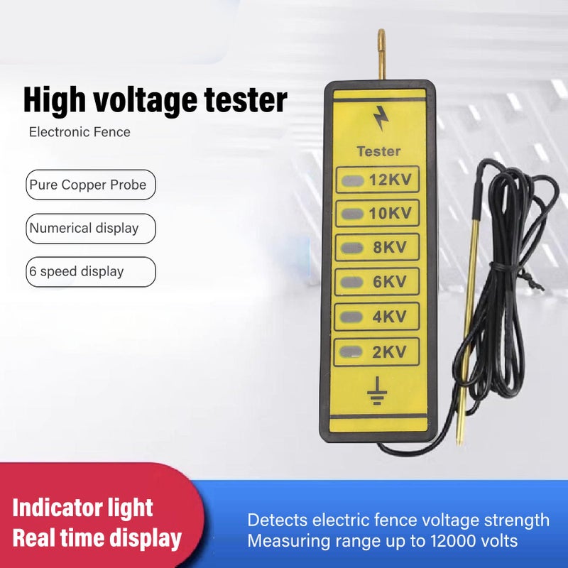 High Voltage Fence Tester 2000 to 12000V with 6 LED Indicators Rainproof for Farm - Image 5
