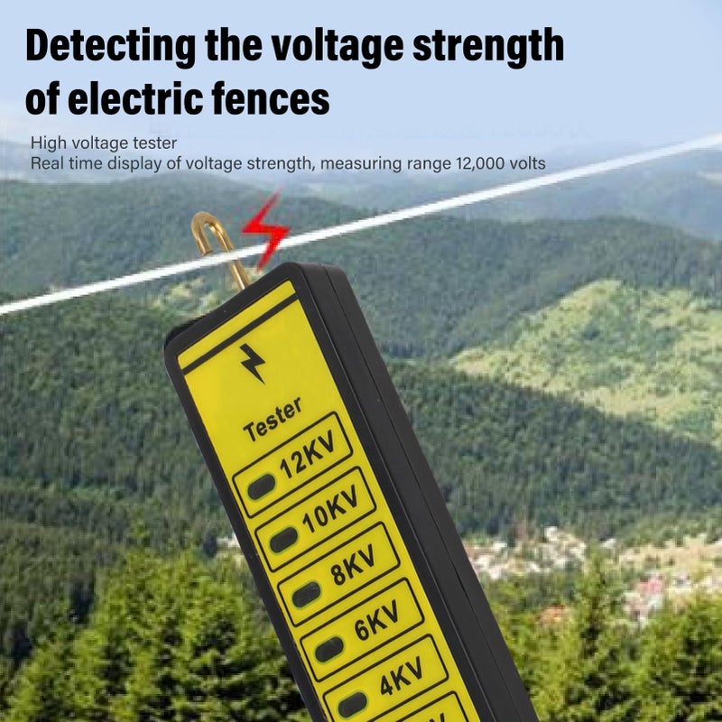 High Voltage Fence Tester 2000 to 12000V with 6 LED Indicators Rainproof for Farm - Image 3
