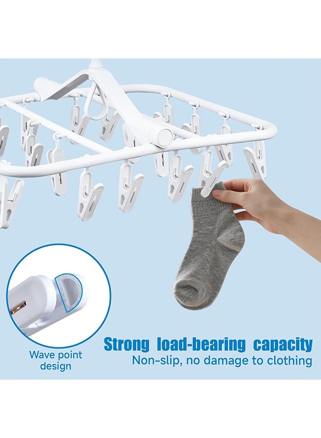 YelaJoy Foldable Clip Hangers, Hanger with 32 Drying Clips, Plastic Laundry Clip, Round Clothes Hanger Organizer, 360° Rotatable Drying Rack for Socks, Lingerie, Towels and Other Small Objects (Grey, 2PCS)  - Image 5