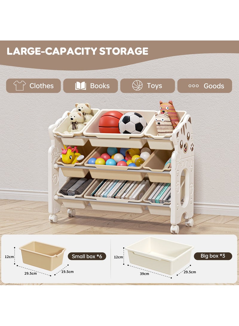 Pokuula Kids Toy Organizer Toy Storage Cabinet with Wheels, Kids Toy Storage Rack Chest for Nursery, Playroom, Kindergarten Furniture  - Image 2