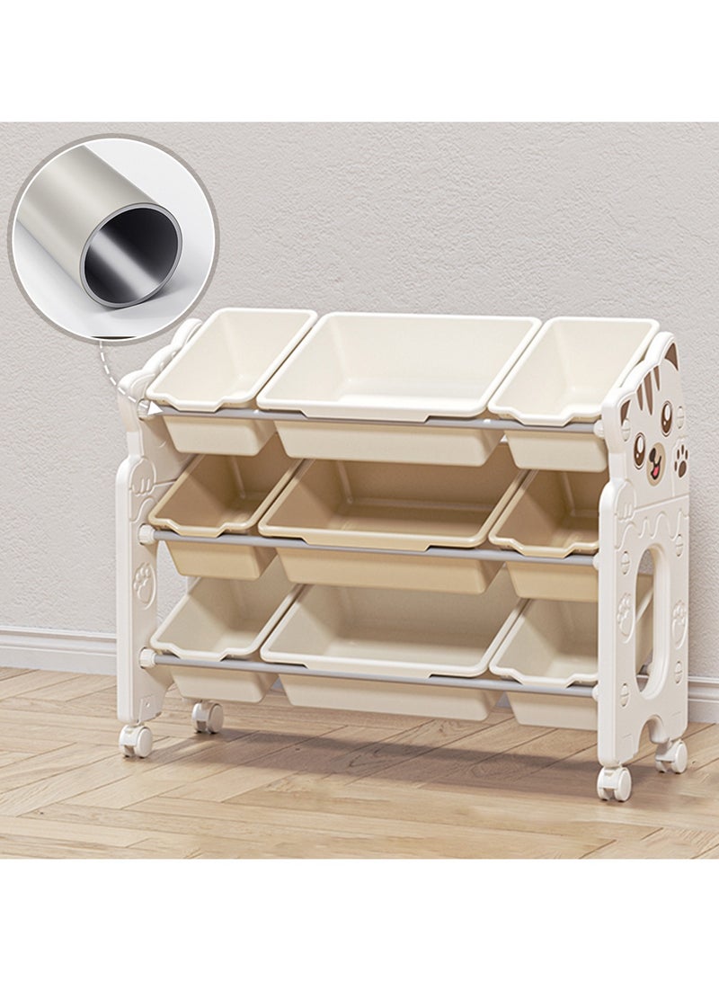 Pokuula Kids Toy Organizer Toy Storage Cabinet with Wheels, Kids Toy Storage Rack Chest for Nursery, Playroom, Kindergarten Furniture  - Image 4