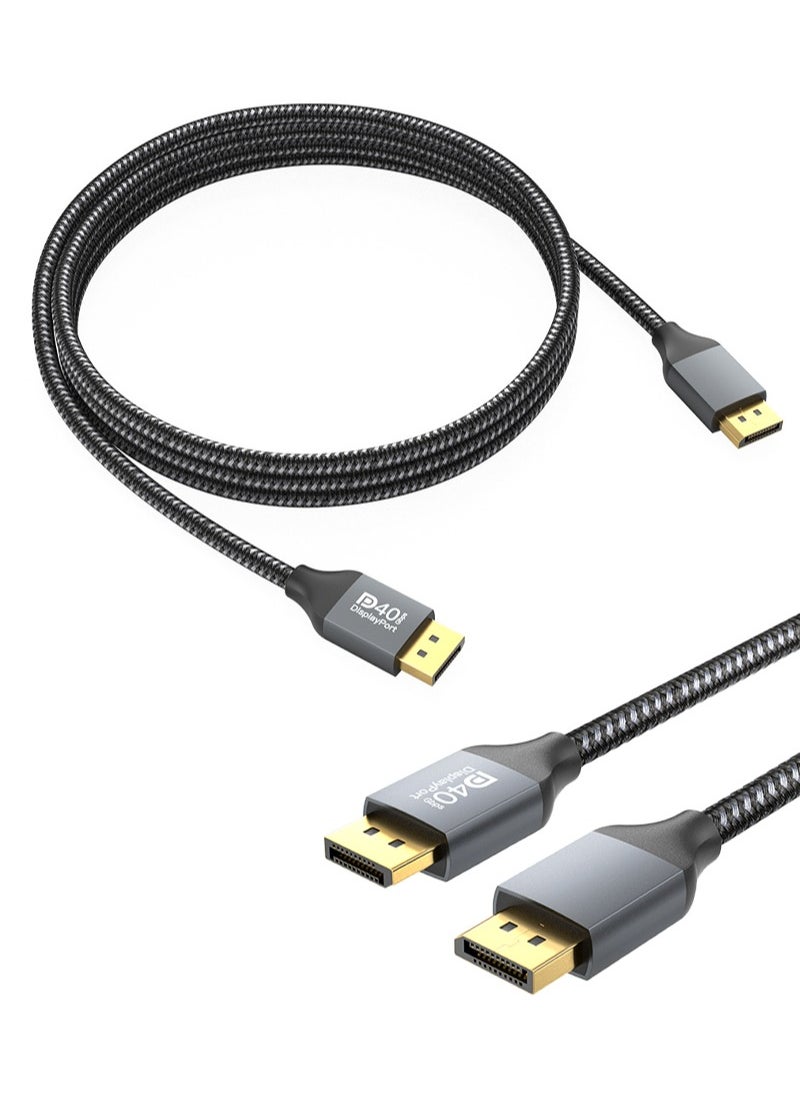 FlashHawk 8K DisplayPort Cable 2Meter Ultra HD DP 2.1 Cable Nylon Braided High Speed DP Cable, Support 16K@60Hz , 8K@144Hz/60HZ, 4K@240Hz/120Hz HDR for Gaming Monitor HDTV-2M Grey  - Image 1