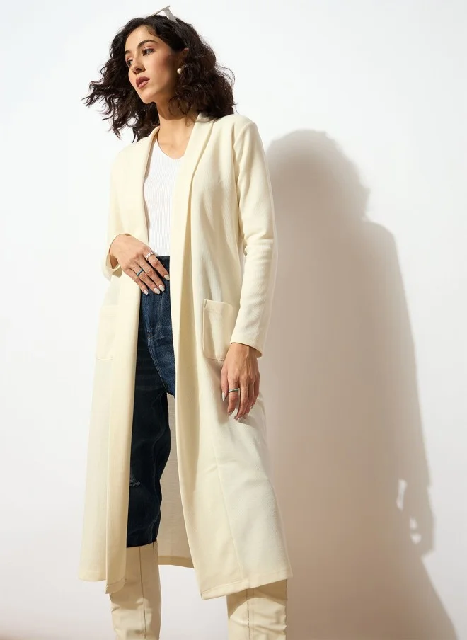 SASSAFRAS Off White Long Sleeve Shrug for Women