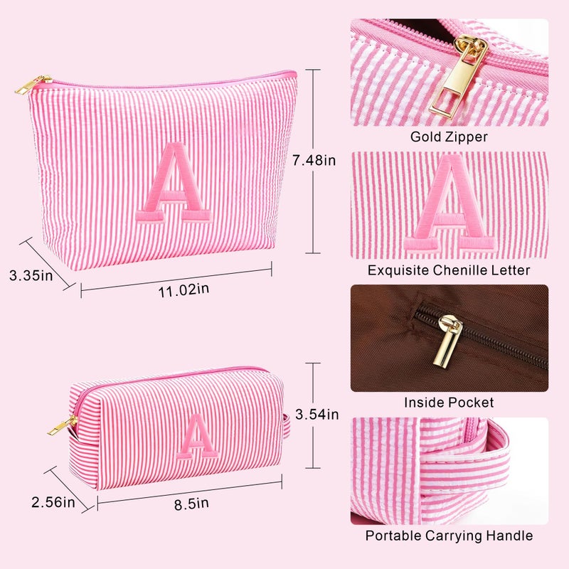 Fohufo Travel Makeup Bag for Girls - Personalized Initial Pink Makeup Bag, Teen Girl Gifts Trendy Stuff, 6 7 8 9 10 11 12 Year Girl Birthday Gift, Christmas Gift for Girls Travel Essentials, Letter M - Image 4