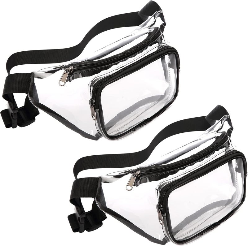 Veckle 2 Pack Clear Fanny Pack Stadium Approved - Adjustable Range 33” - 47“ Belt Bag for Women MenTransparent Waist Bag Fits Sport Events, Travel, Concerts, Black - Image 1